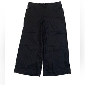 Cleo Petites Black Linen Blend Wide Leg Cropped Pants Size S